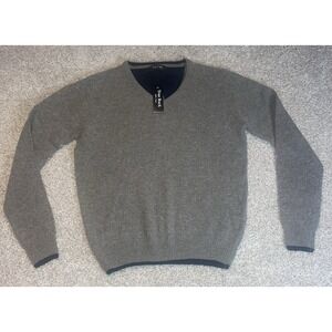 True Rock Mens V Neck Wool Sweater Gray Mens Size Large Preppy Ski